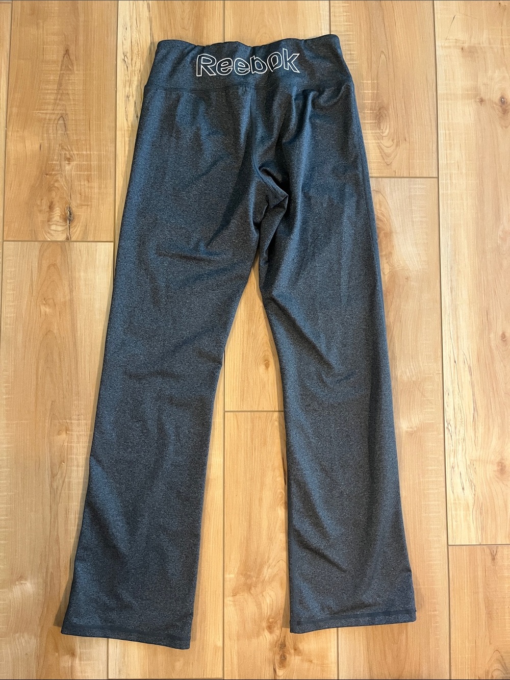 Reebok Dark Gray Wide-Leg Athletic Pants with Logo Waistband
